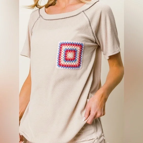 Light Blue with Crochet Patch - Picture 2 of 2